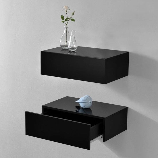 Pannello da parete oscillante con cassetta - Set di 2 - 46x30x15 cm - Nero lucido