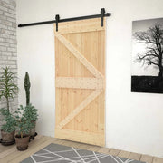 Porta scorrevole Naturale e Nero 90 x 210 cm 3444857