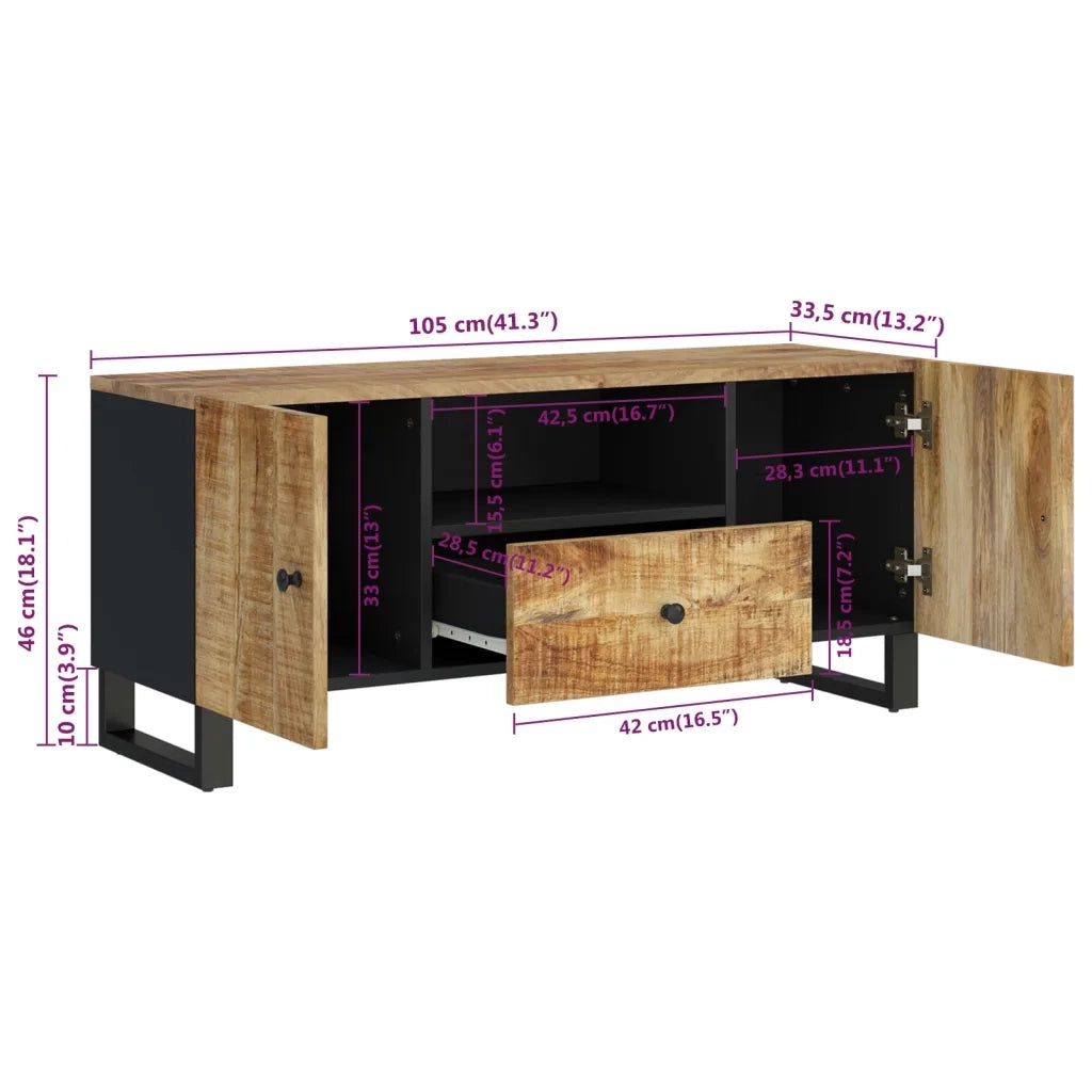 Mobile TV 105x33,5x46cm Legno Massello Mango Legno Multistrato 351958