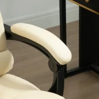 Poltrona Massaggiante Ergonomica ad Altezza Regolabile con 6 Punti Vibranti, 65x160x104 cm, Crema