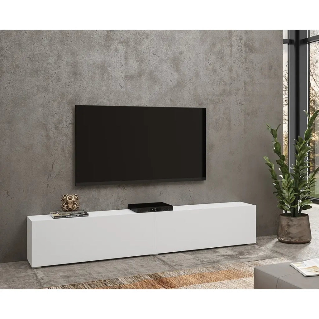 Set di 4 mobili da soggiorno collezione EVA. Colore bianco e rovere.