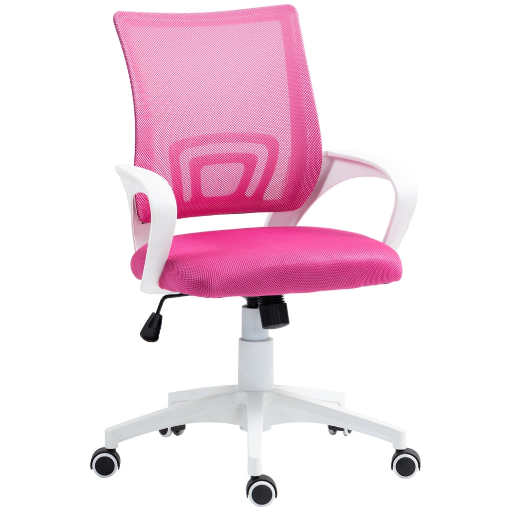 Sedia da ufficio girevole in rete con schienale regolabile e braccioli ¨C zephmum ¨C rosa