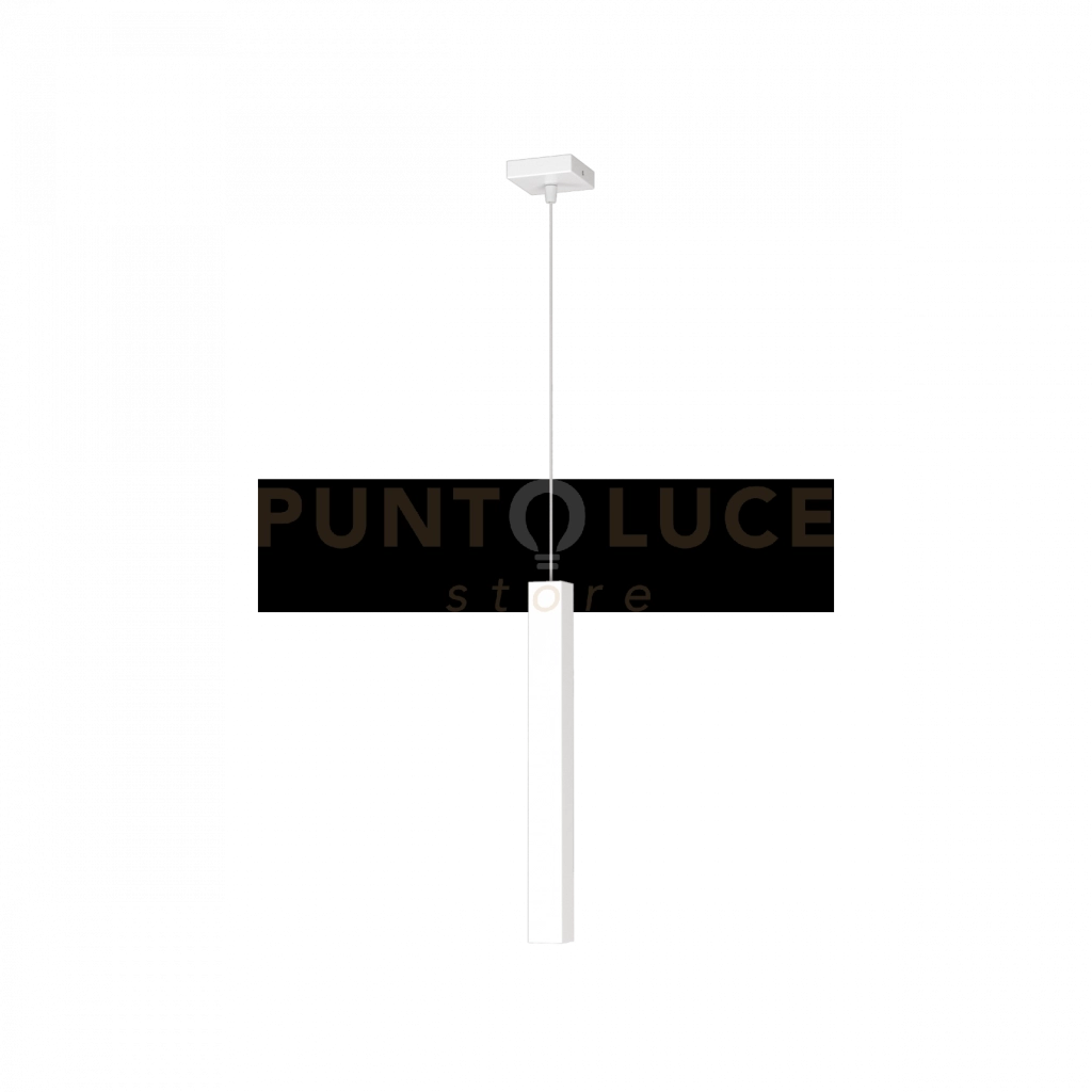 SQUARE TUBE SOSPENSIONE 1 LUCE BIANCO CAVO CM.250 CON BASE 1173-S1-BI