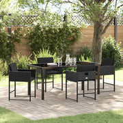 Set da Pranzo per Giardino 5 pcs Nero polyrattan