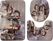 Set di Mattonelle Antiscivolo per Bagno per Natale, 3 pezzi, Mattonella+Contorno+Toilette, Decorazione per Natale, Tappeto per Bagno Antiscivolo 20"x 31"+16x18"+16"x20