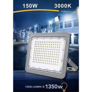 Trade Shop - Faro Led 150w Proiettore Esterno Ip65 Grigio Luce 6500k 4000k 3000k Fs150w-g5 - -bianco Caldo      -