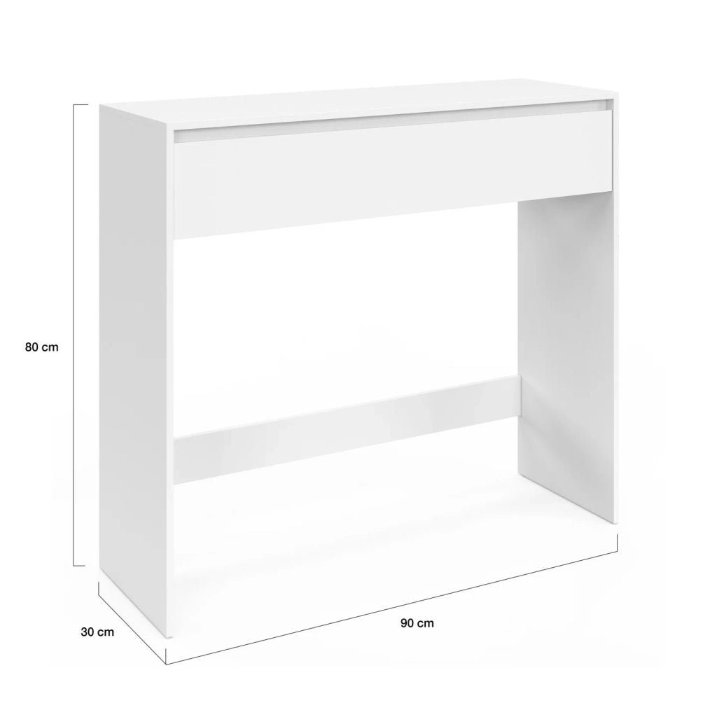 IDMarket - Console a 1 cassetto TOMI legno bianco