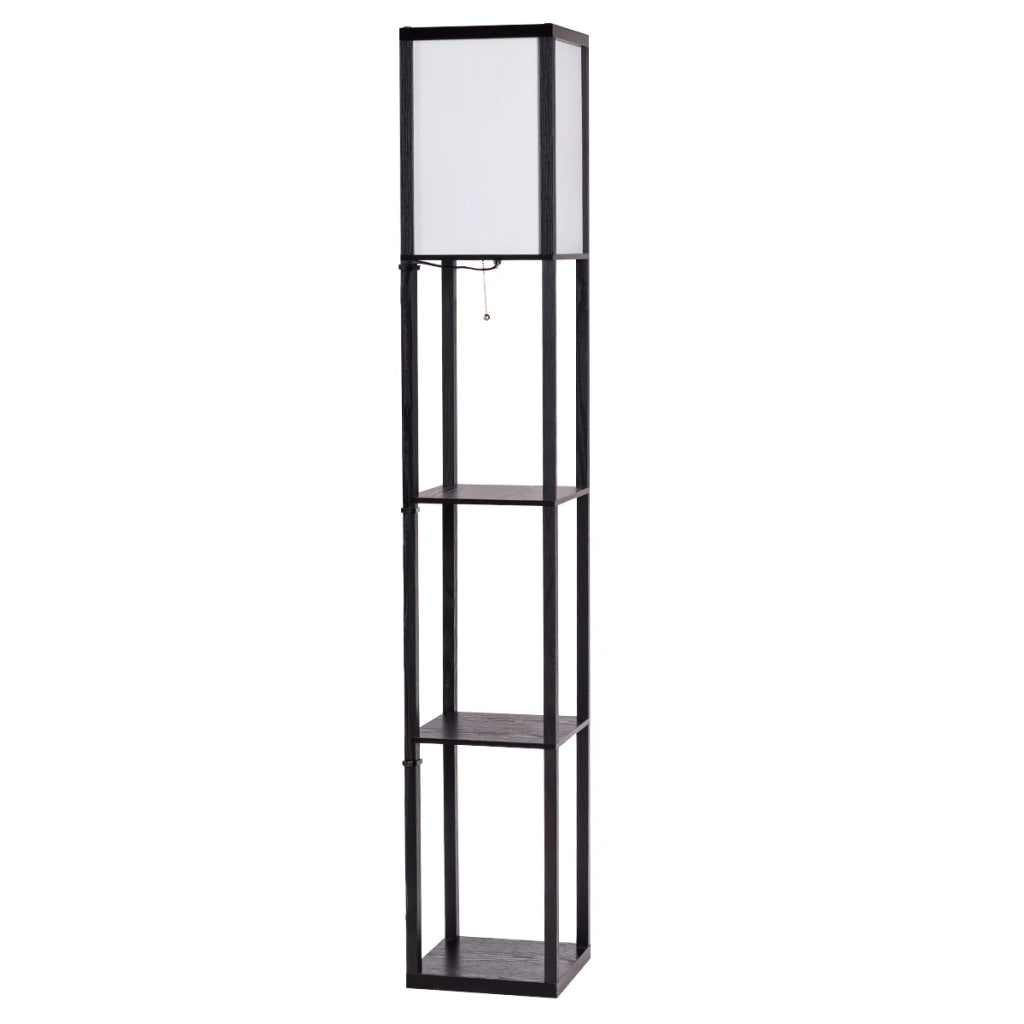 Lampada da terra con ripiano a 3 livelli 26 x 26 x 160 cm moderna illuminazione soffusa per soggiorno MDF nero 20_0019977