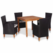 Set da Pranzo da Giardino 5 pz in Polyrattan Nero e Marrone 49115