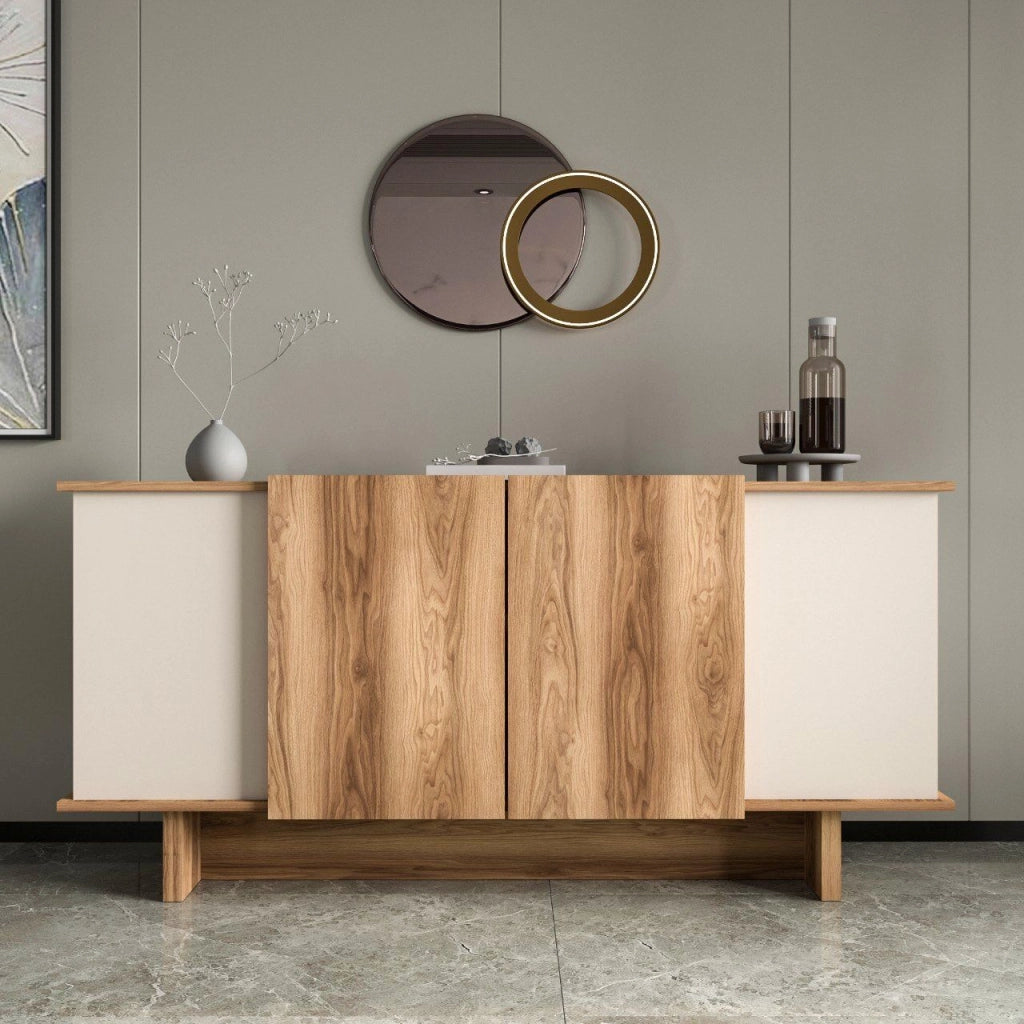 Madia Coste, Credenza 3 Ripiani, 180x40x81h cm Marrone Rovere