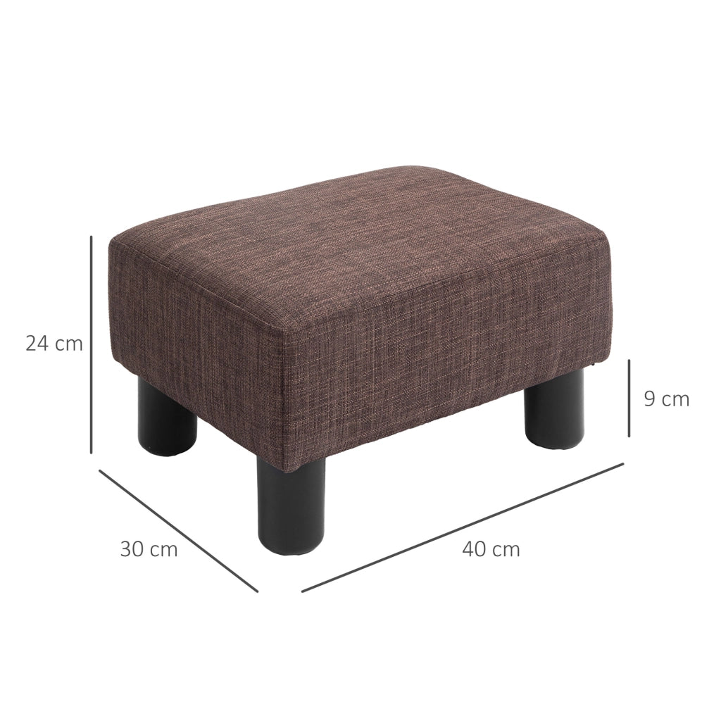 Pouf in tessuto effetto lino ¨C zephmum ¨C marrone 40x30x24cm