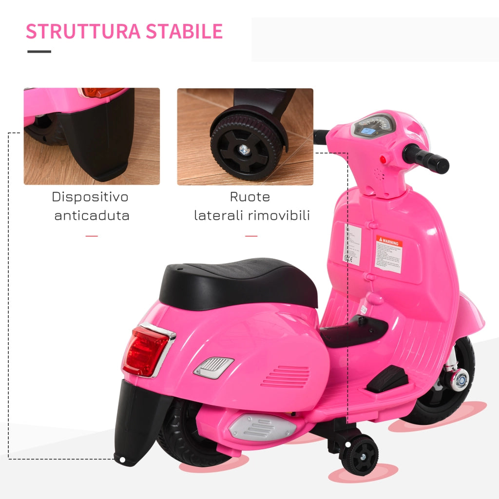 Moto Elettrica Bambini 6V ¨C zephmum ¨C 66.5x38x52cm, Rosa