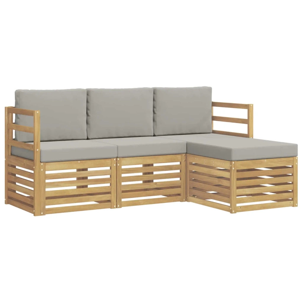 Set di divani da esterno 4 pcs Bianco e Grigio Chiaro