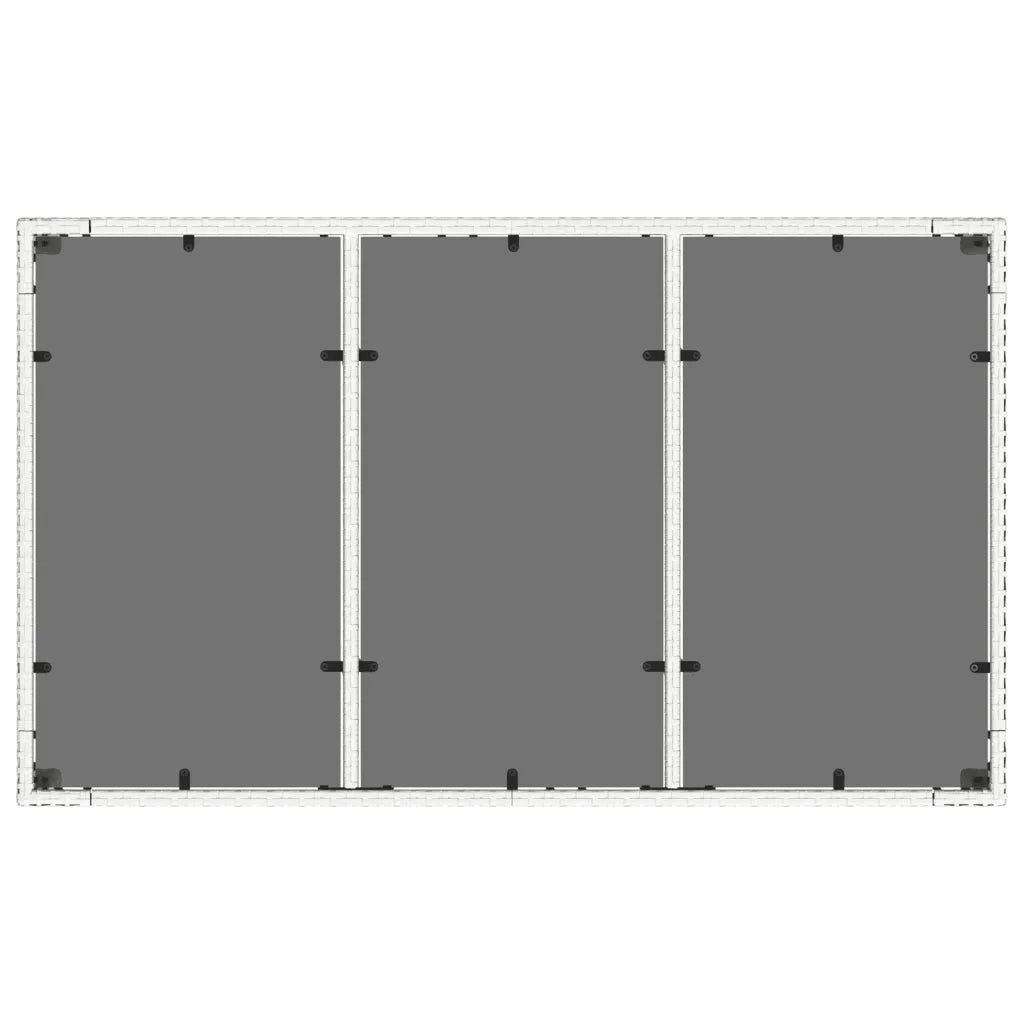 Tavolo da Giardino Piano in Vetro Bianco 150x90x75cm Polyrattan