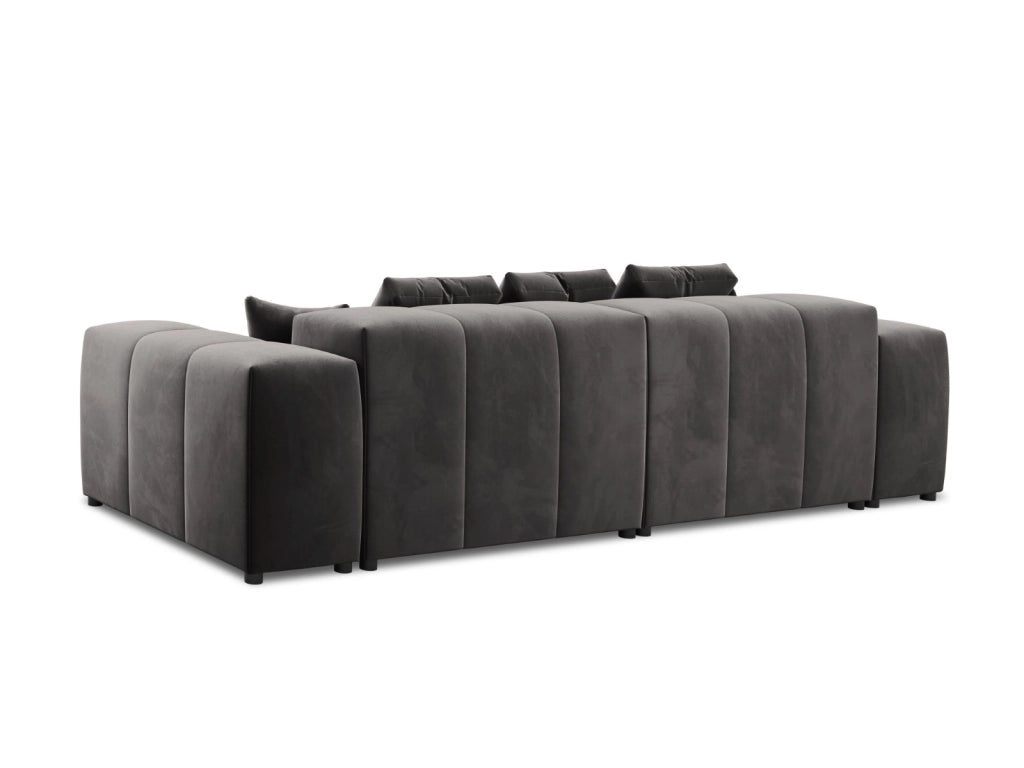 Cosmopolitan Design - Divano modulare "Rome" 3 posti in velluto grigio scuro 