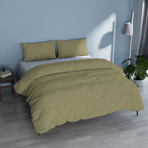 Copripiumino Matrimoniale con Sacco e Federe Linea Water Washed Ocra