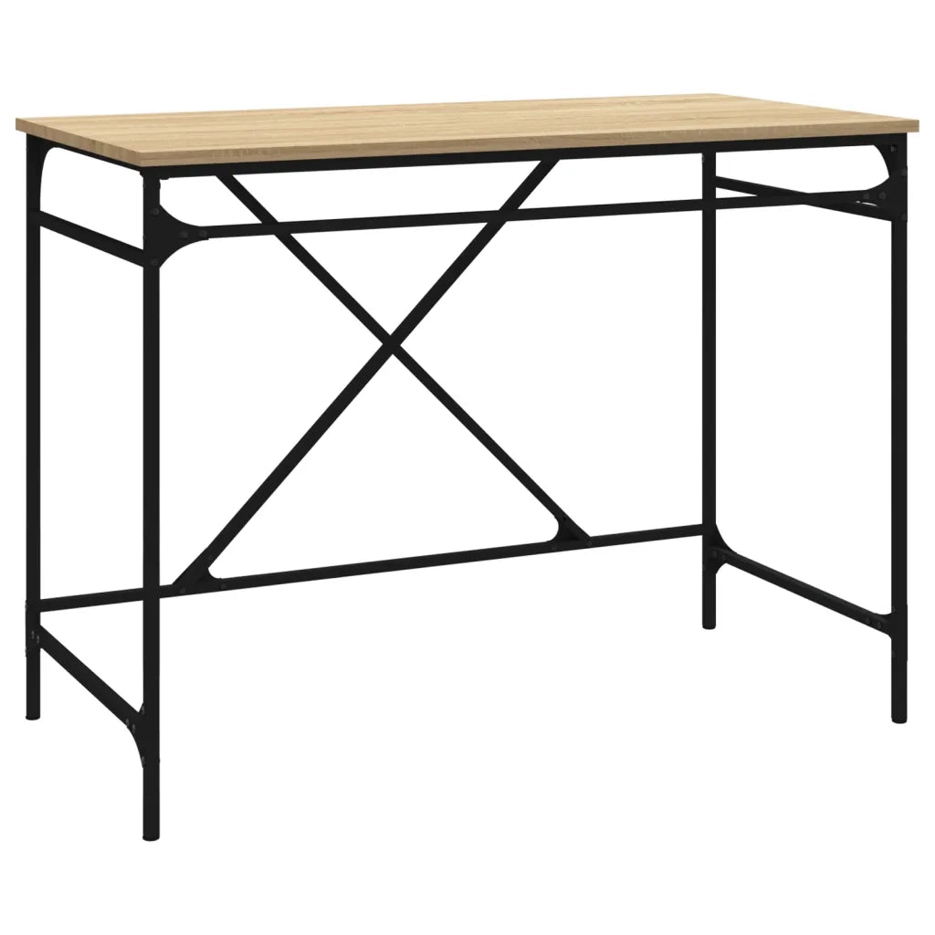 Scrivania-Scrivanie per ufficio e studio-Scrittoio Rovere Sonoma 100x50x75 cm Legno Multistrato e Ferro