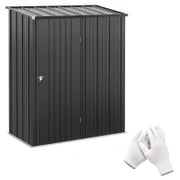 Casetta da Giardino Porta Utensili in Lamiera Acciaio con Serratura, 161.5x94.5x196cm, Nero