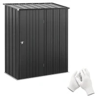 Casetta da Giardino Porta Utensili in Lamiera Acciaio con Serratura, 161.5x94.5x196cm, Nero