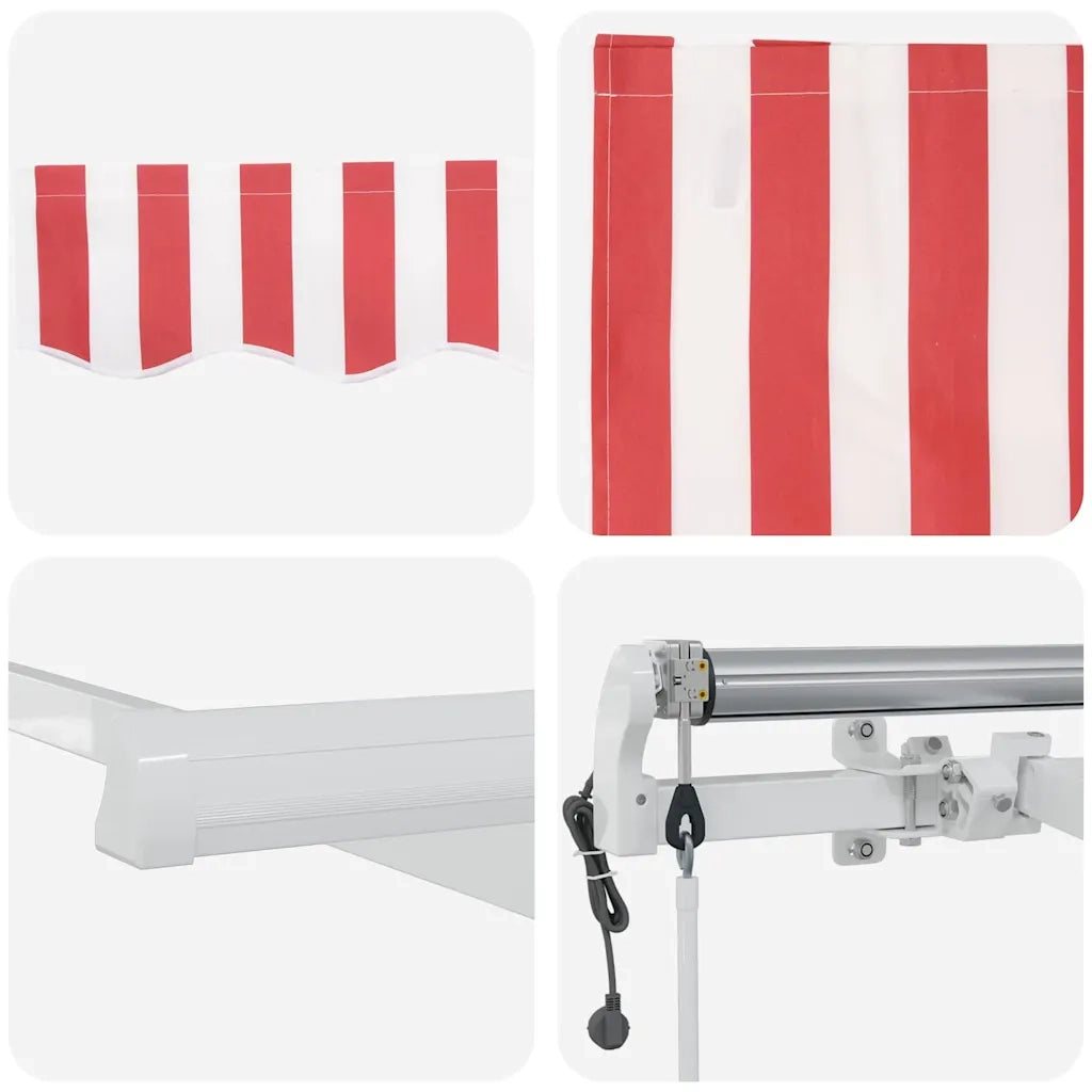 Tettuccio Elettrico Retrattile Rosso e Bianco 500 × 300 cm 3331263