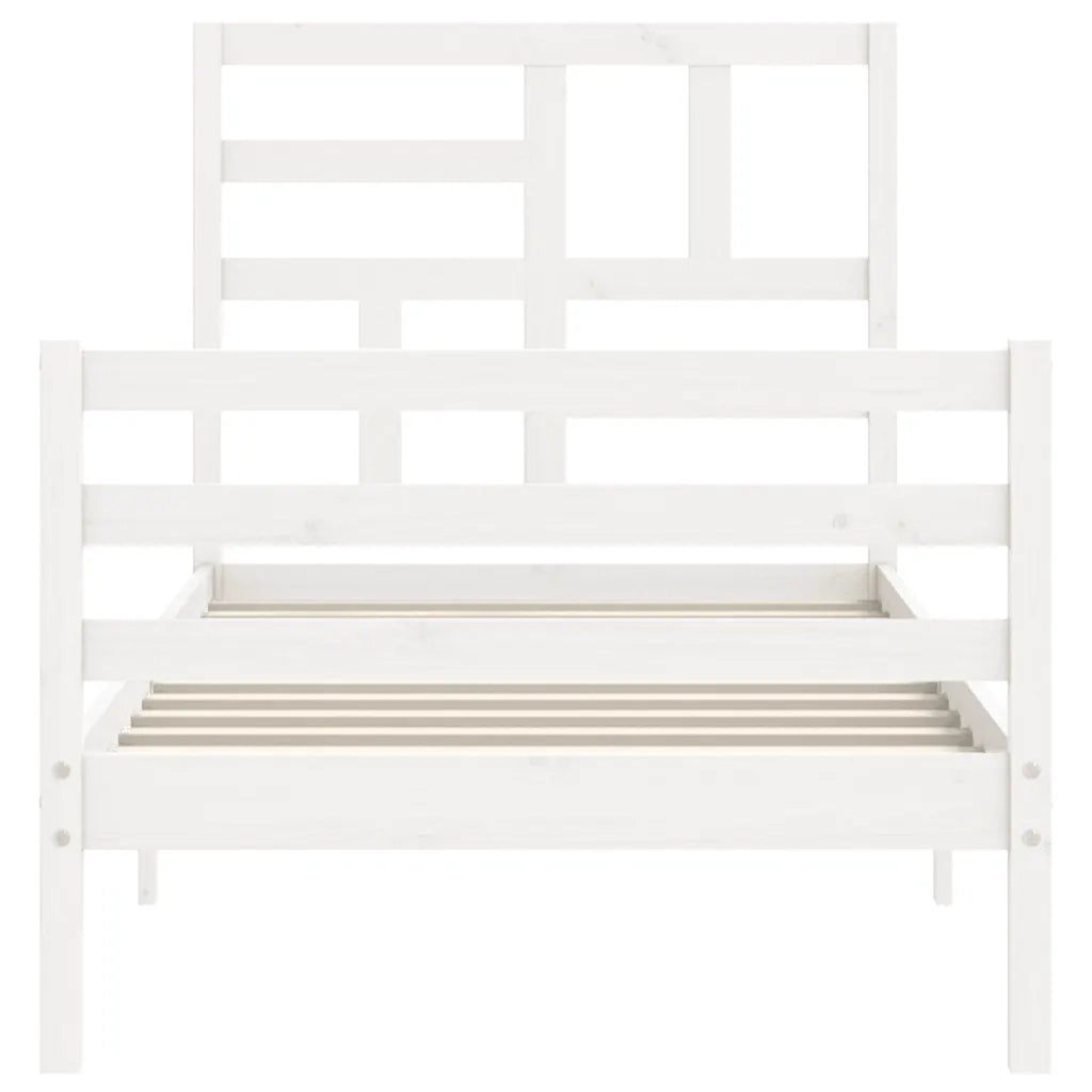 vidaXL Giroletto con Testiera Bianco 100x200 cm in Legno Massello