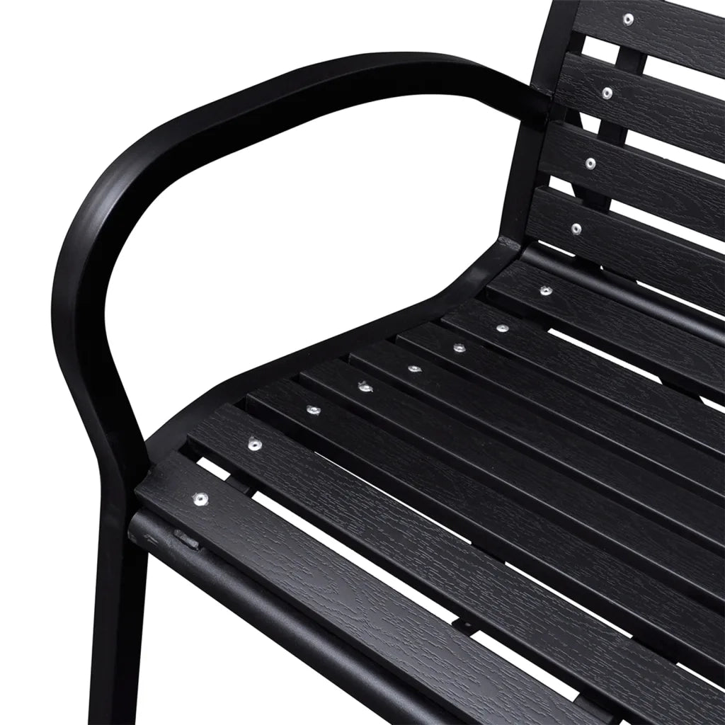 Panca da Giardino Nera 116 cm Acciaio e WPC 319578
