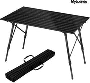 Tavolo da Campeggio Moderno – Tavolo Inclinabile in Alluminio – Inclusa Tasca Portatile – Per 4-6 Persone – 120x68 cm – Altezza Regolabile