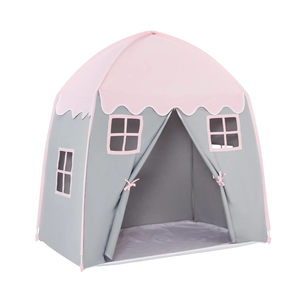 Tenda Gioco Castello per Bambini Portatile in Cotone Rosa Facile da Montare con Borsa per Casa e Giardino