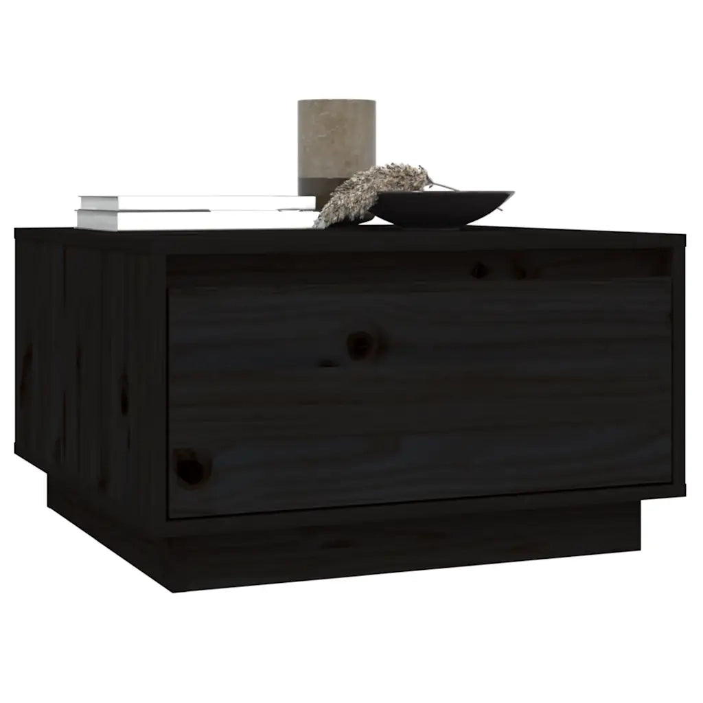Tavolino da Salotto Nero 55x56x32 cm in Legno Massello di Pino 813409