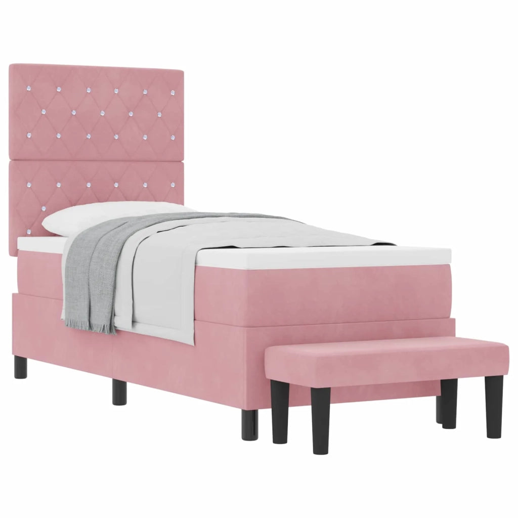 Letto a molle con testiera Rosa 200 x 80 cm Velluto 3344413