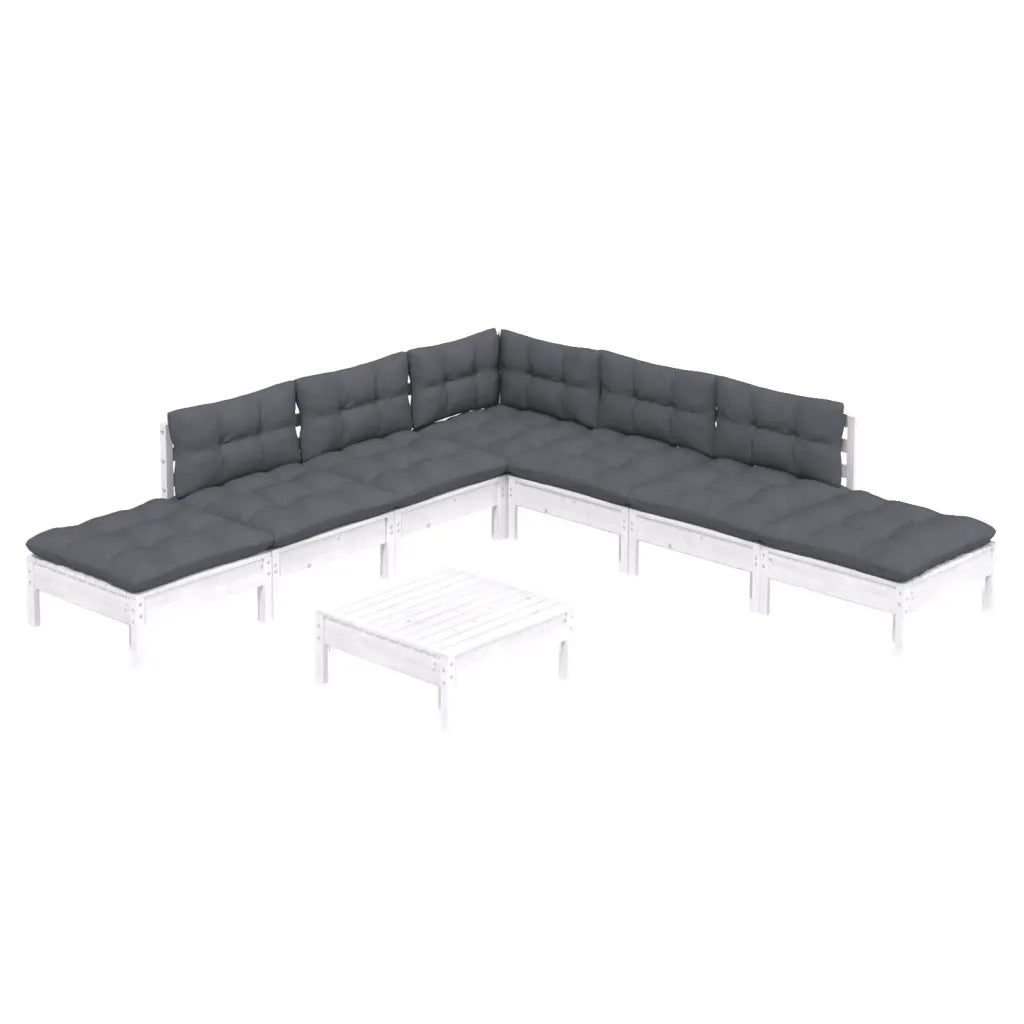 Set Divani da Giardino 8 pz con Cuscini Bianchi Legno di Pino cod mxl 44372