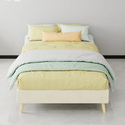 Struttura letto moderna 90x200 cm in tessuto e metallo; beige