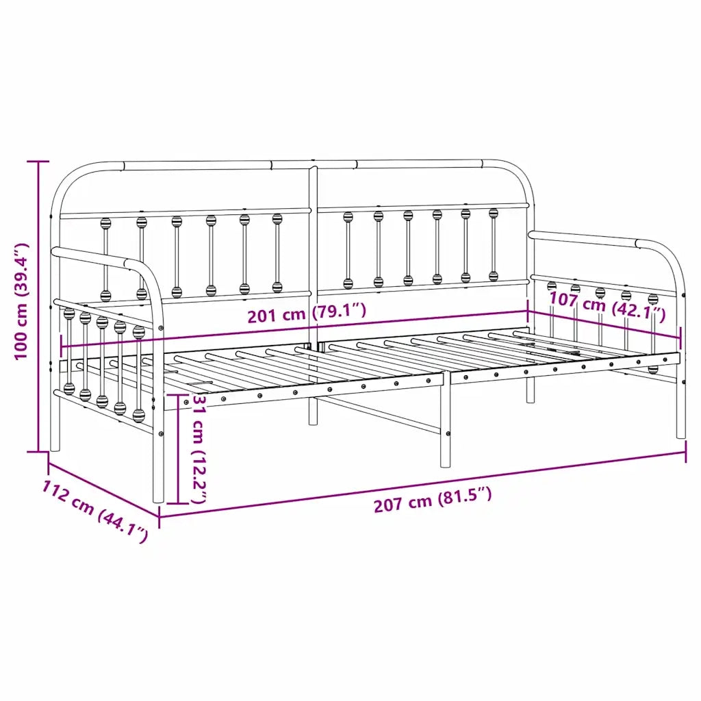 Struttura per letto di giorno Bianco 107 x 203 cm 42002648