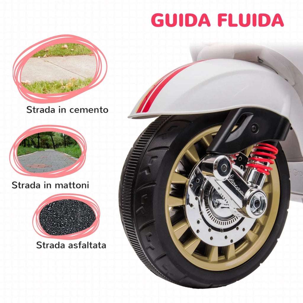Scooter Elettrico per Bambini Licenza Ufficiale Piaggio Vespa 12V 4,5Ah Rosa