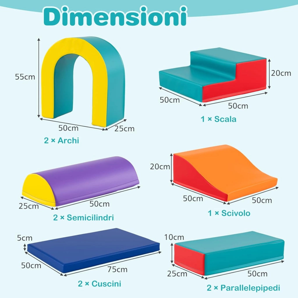 Set di 10 Blocchi da Arrampicata in Schiuma, Palestra da Gioco in Morbida Pelle Sintetica, Strutture Leggere per Scalare, Arrampicarsi, Scivolare, per Bambini 1+ Anno (Verde)