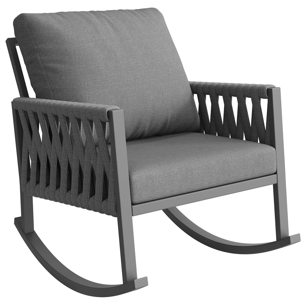 Sedia a Dondolo da Giardino con Cuscini ¨C MINIMAL ¨C Polyrattan, Metallo, Esterno