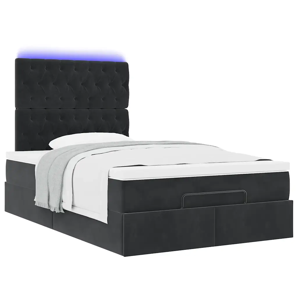 Struttura Letto Pouf con Materassi Nero 120x200 cm Velluto 3314386