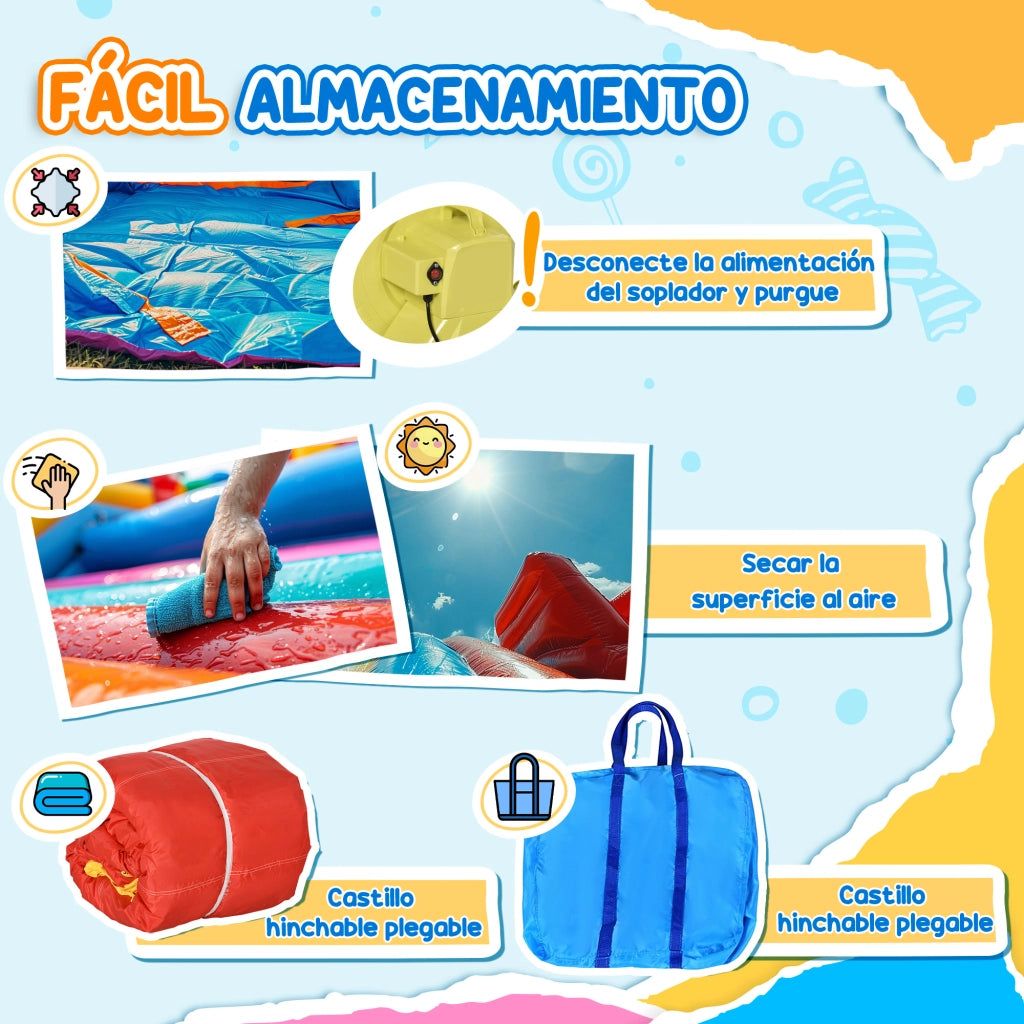 Casetta Gonfiabile per Bambini con Scivolo e Piscina ¨C zephmum ¨C 435x245x200 cm Multicolore