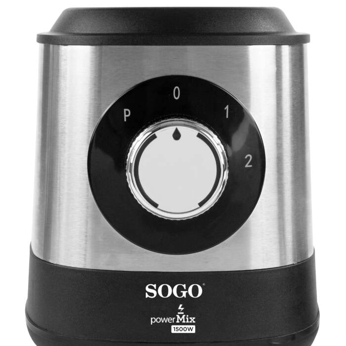 Frullatore da cucina 1500W con bicchiere vetro 1,5L, 2 velocità e funzione tritaghiaccio per frullati e smoothie - Sogo
