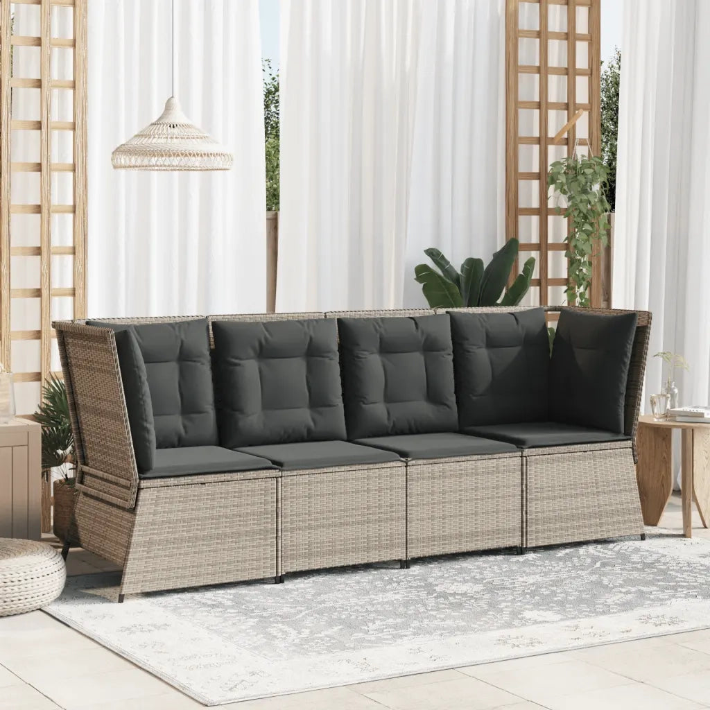 Divano Angolare Giardino con Cuscini-Sofa da Giardino-Divanetto da esterno Grigio Chiaro Polyrattan 257401