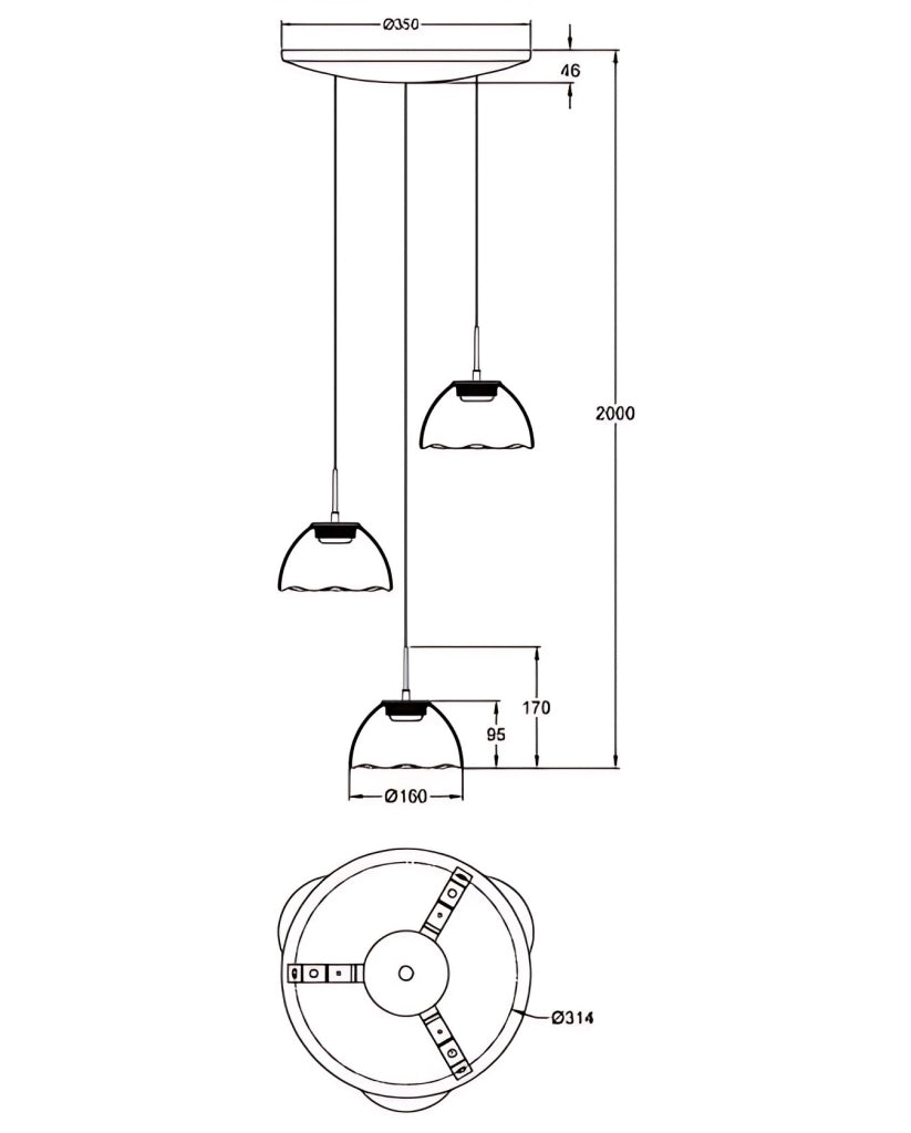 Lampada a Sospensione Lucille Ø350mm Fumé, LED 21W CCT 2700K/3000K/4000K, Dimmerabile, Struttura in Metallo e Vetro Borosilicato - Lucille