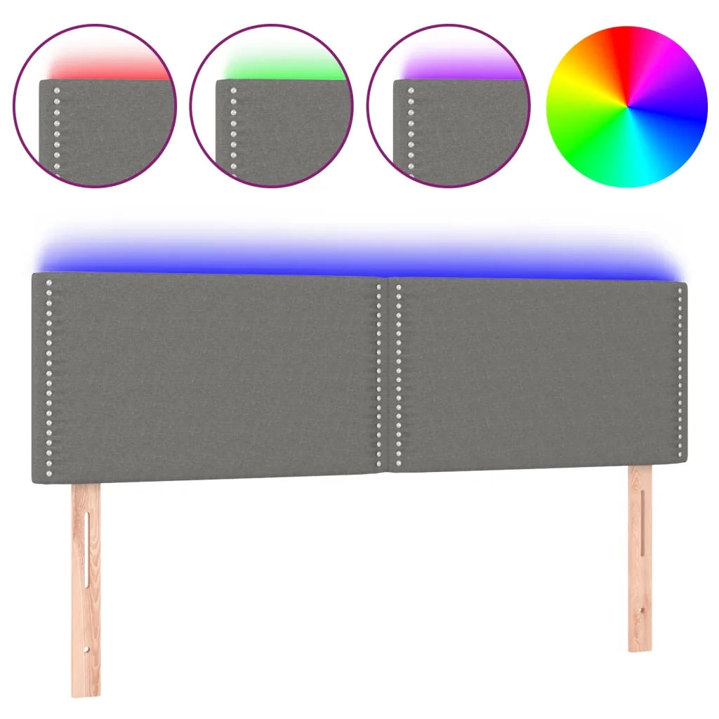 Testiera a LED Grigio Scuro 144x5x78/88 cm in Tessuto 3121471