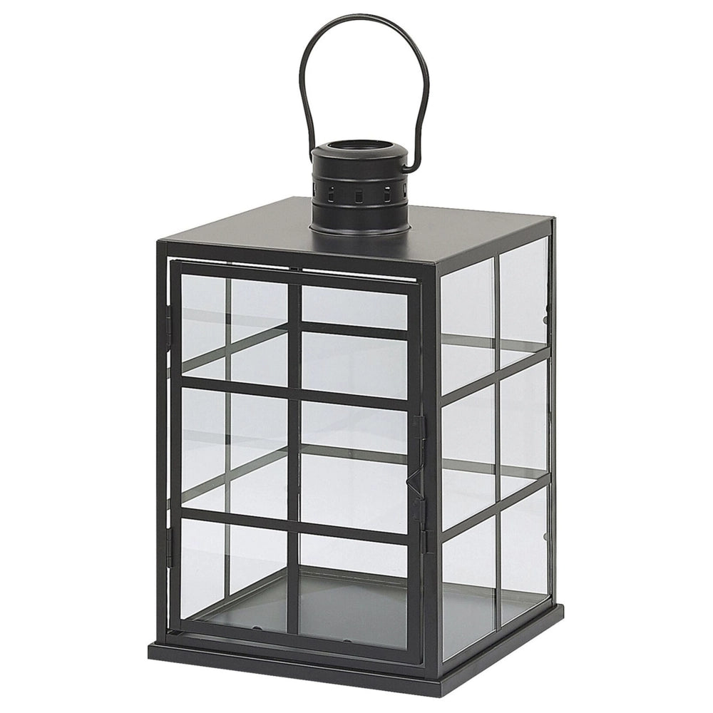 Lanterna in metallo Nero da 27 cm da parete in vetro con maniglia decorato scandinavo
