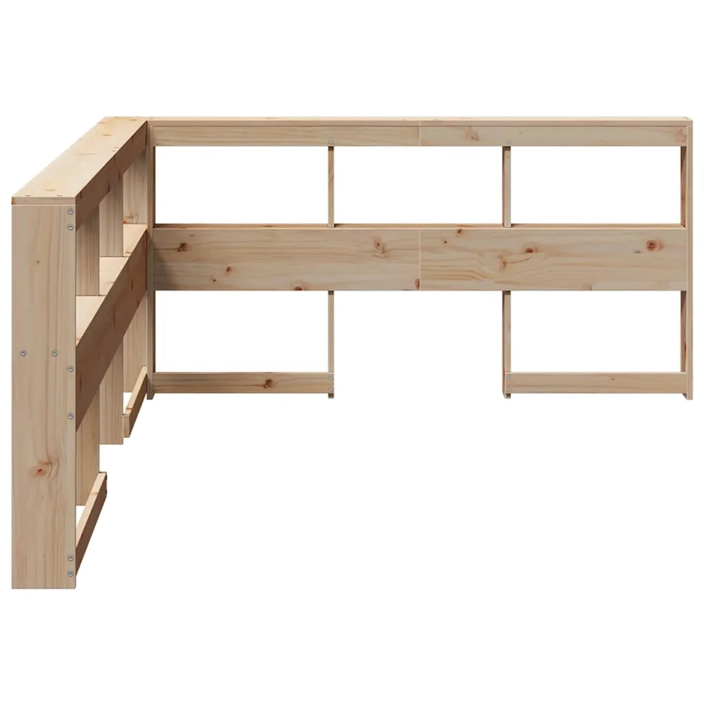 Testiera libreria a L-Testata contenitore 160 cm in Legno Massello di Pino