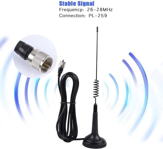 Antenna radio magnetica estensibile 4 m - 26 MHz per due vie radio 163 cm walkie talkie auto.