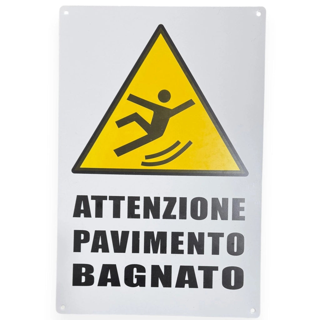 Cartello Attenzione Pavimento Bagnato 30x20 cm con 4 Fori 64504