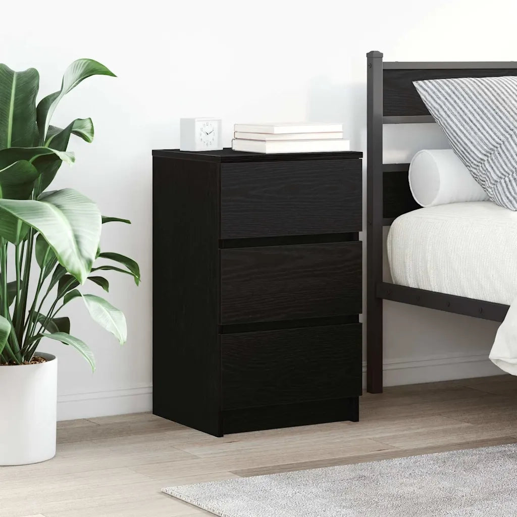 Comodini con 3 Cassetti 2 pz-Set di 2 Tavolino da notte Nero 39x35x65 cm