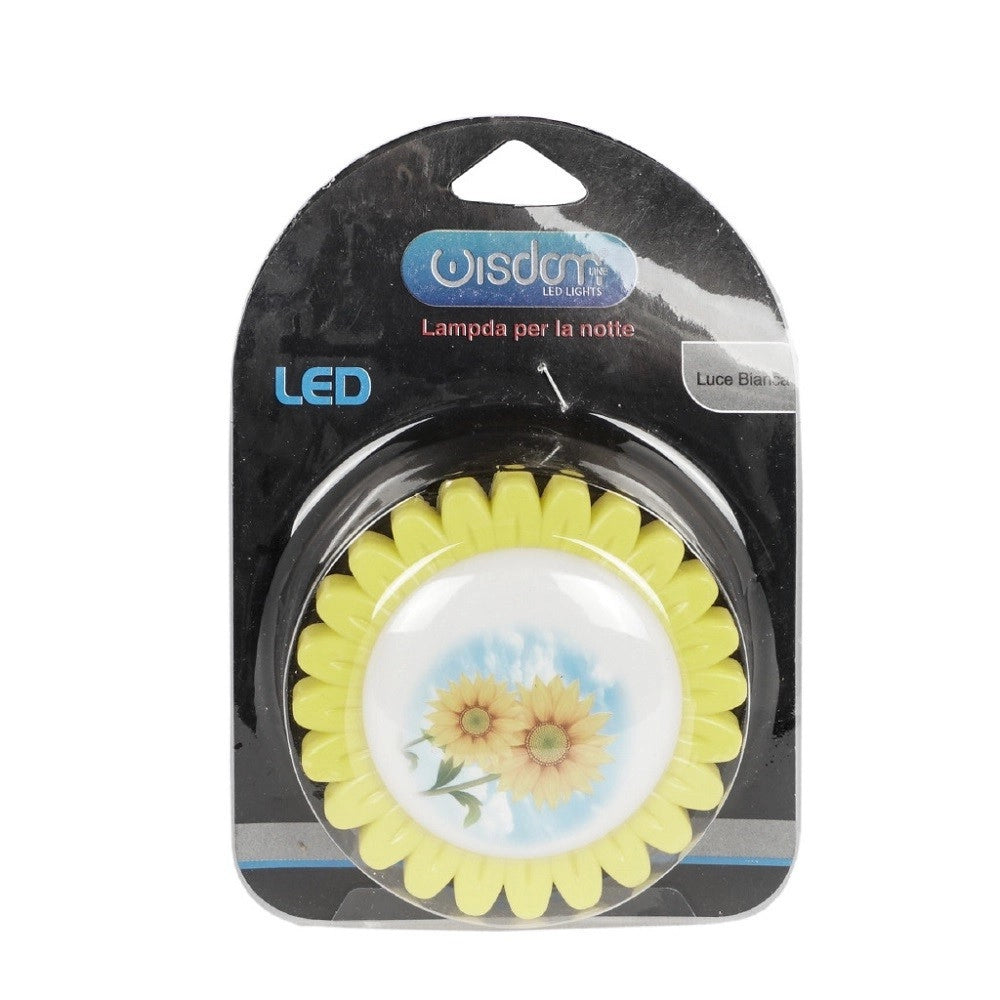 Trade Shop - Luce Led Notturna Forma Fiore Giallo Luce Bianca Lampada Cameretta Bimbi Dt-2188 -