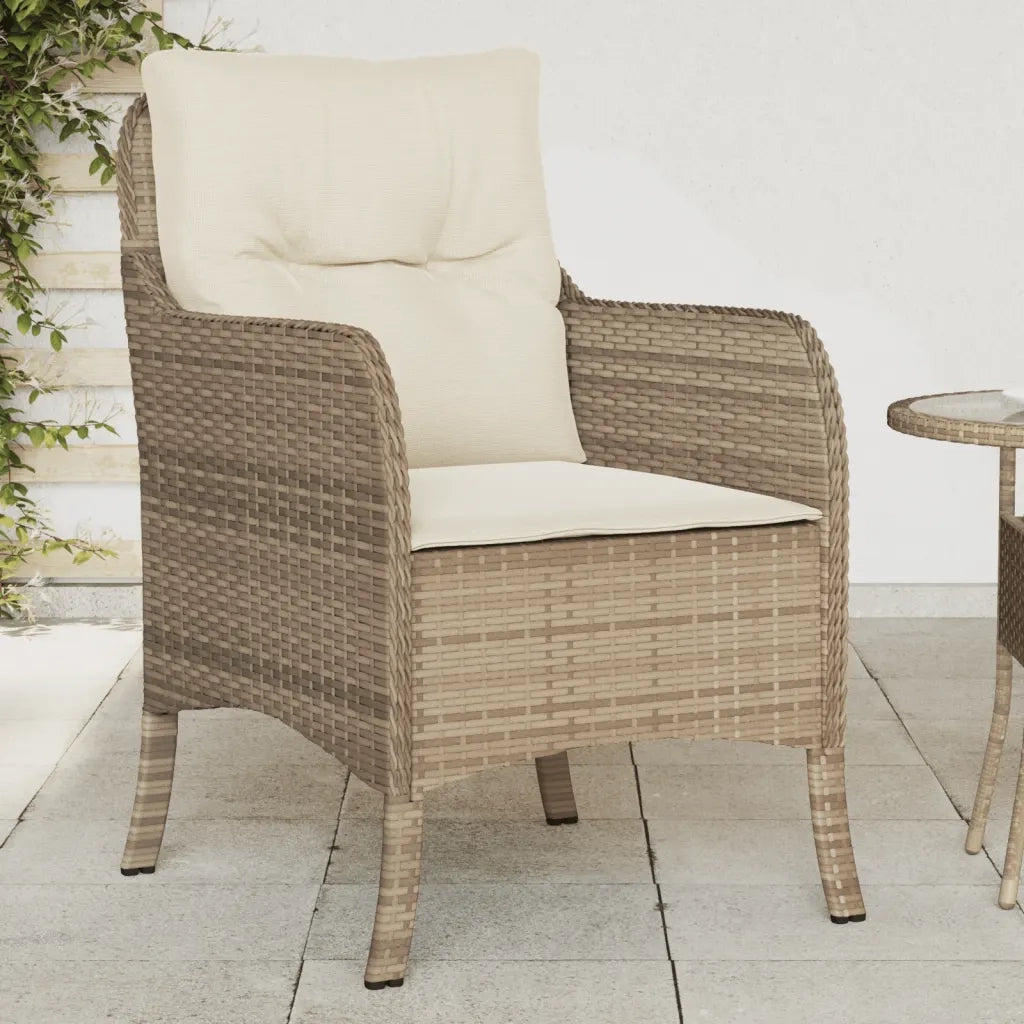 Sedie da Giardino con Cuscini 2 pz | Sedie da Esterno Beige in Polyrattan