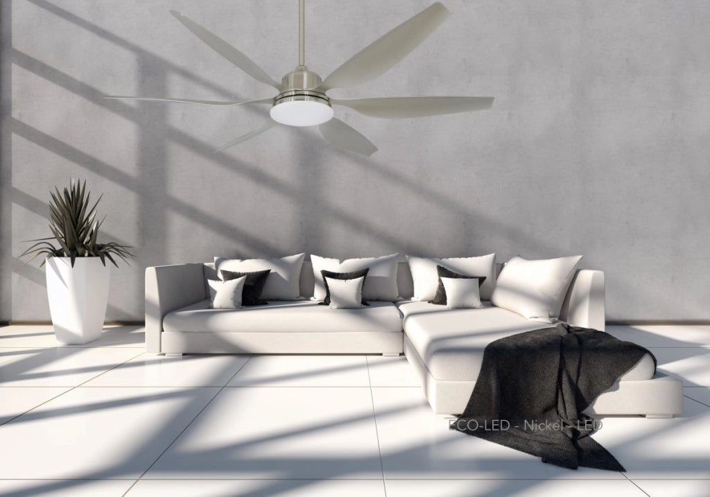 Vam Ventilatore da soffitto a risparmio energetico Eco-LED 167 cm nichel sabbiato con luce a LED